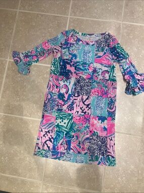 Lilly Pulitzer Girls' Pink & Blue Patchwork Print Dress